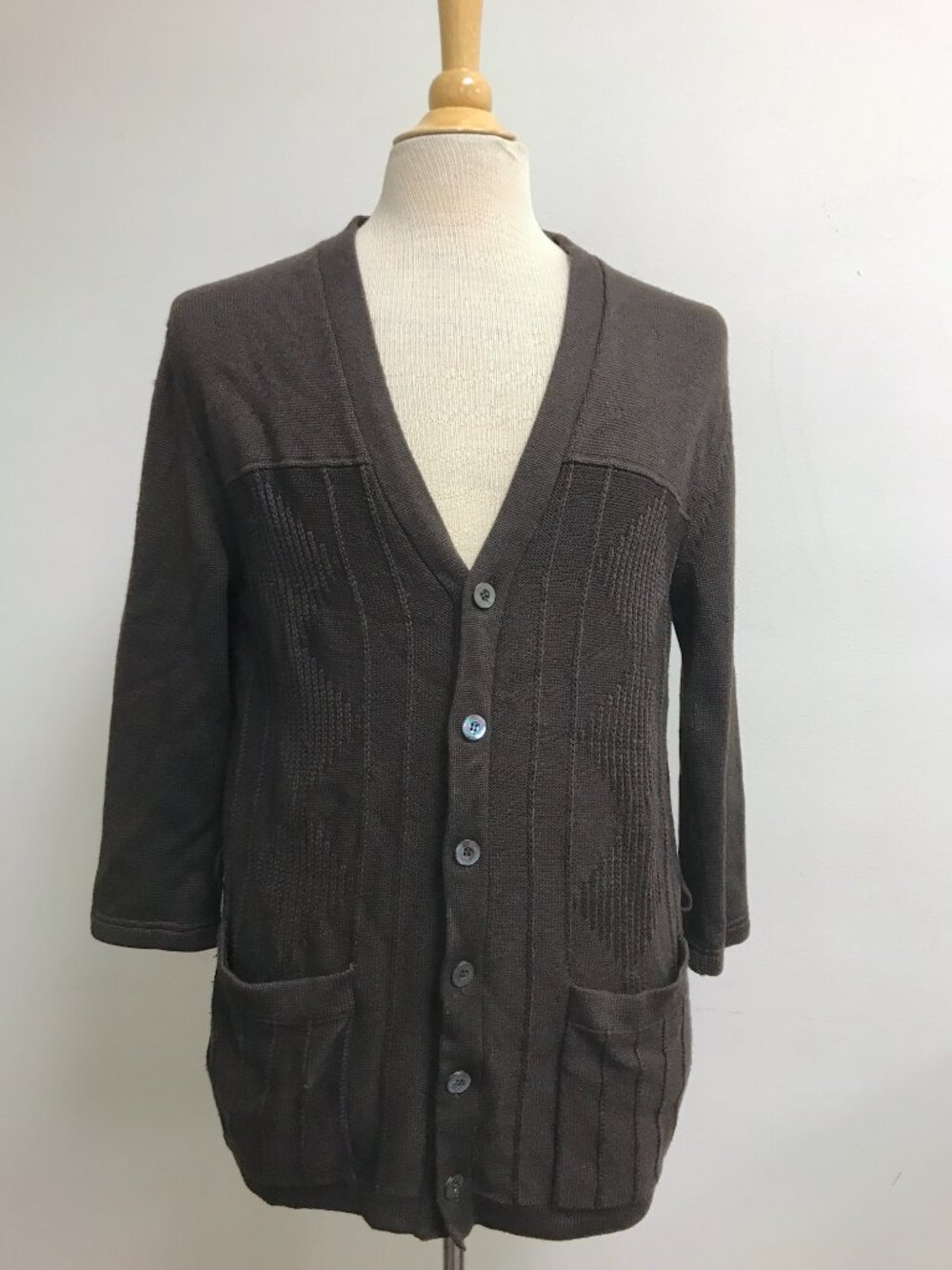 Gucci Tom Ford Brown wool silk cashmere button cardigan sweater M Vintage